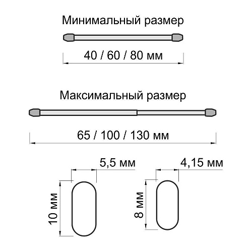 Мини-карниз Кафе d10 мм 80-130 см 163.513.46-80 белый глянец
