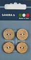 Пуговицы SANDRA 18 мм кокос 4 шт CARD232 натуральный