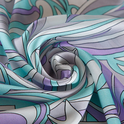 Шелк натуральный Emilio Pucci 064-19151 мятно-лавандовый принтованный