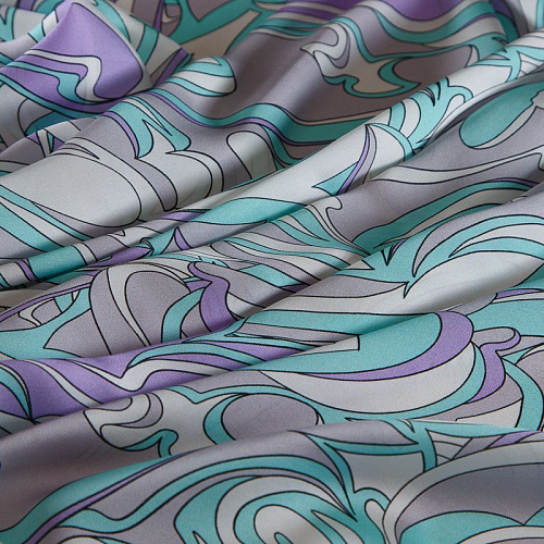 Шелк натуральный Emilio Pucci 064-19151 мятно-лавандовый принтованный
